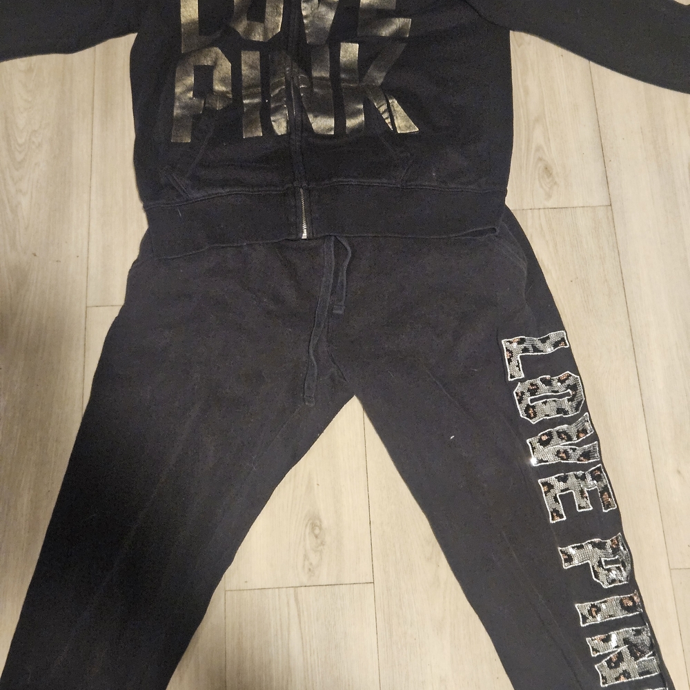 Black and Gold Love Pink Tracksuit